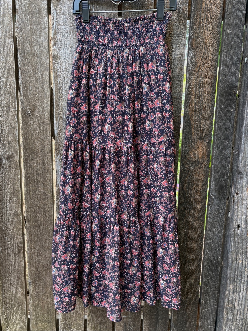 Faherty Sage Wood Floral Silk Cotton Blend Tiered Skirt NWOT Sz XXS